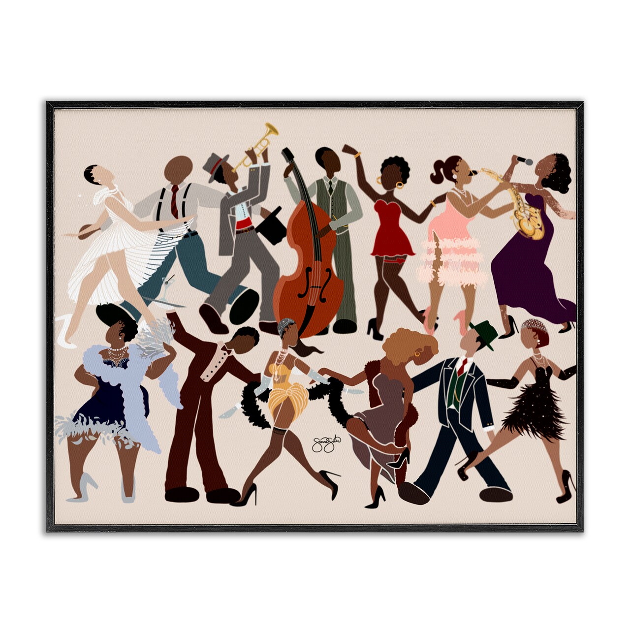 Stupell Industries Rhythm Jazz Dancers Framed Giclee, design by Sierra Siler